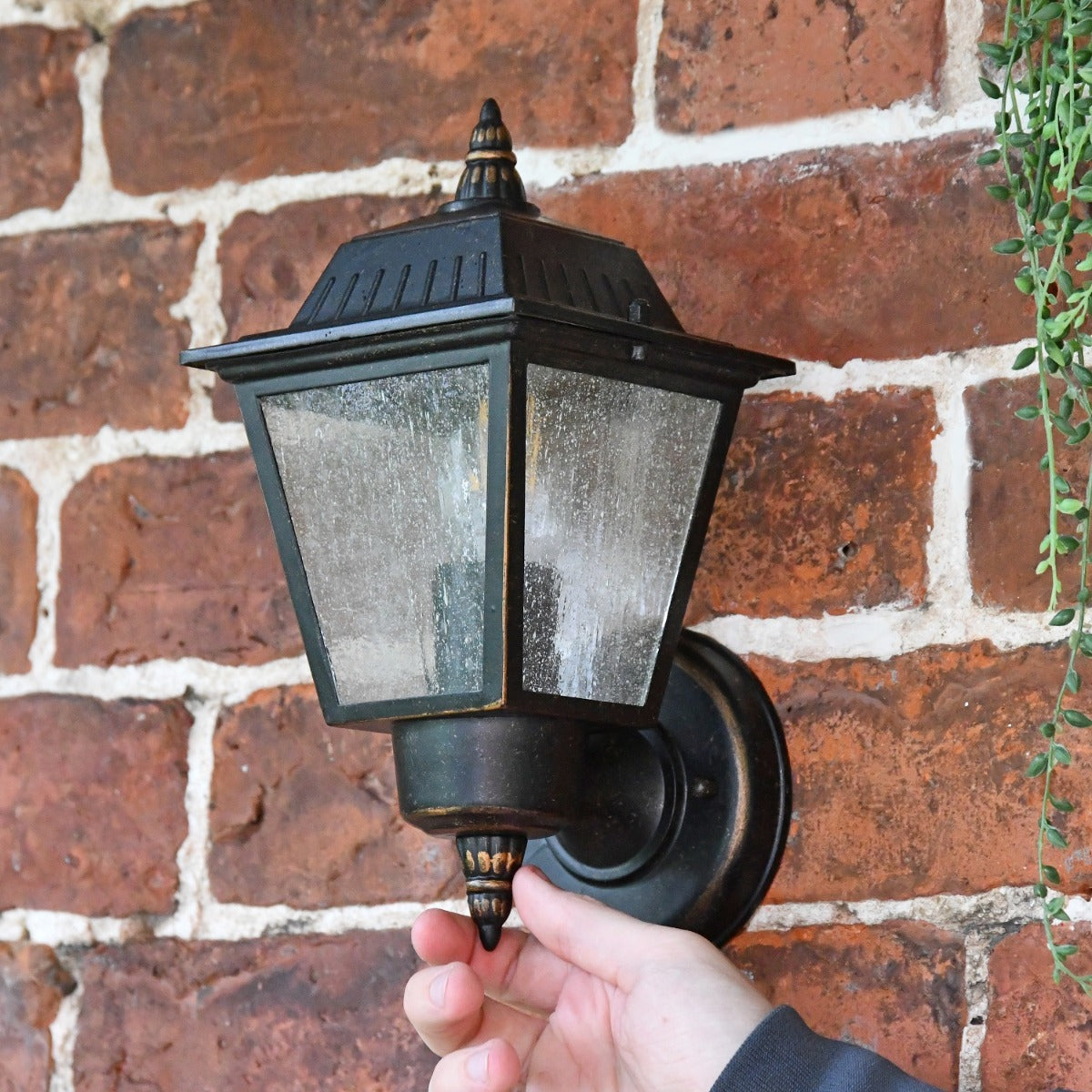 Flush Fitting Vintage Bronze Wall Light in Situ 