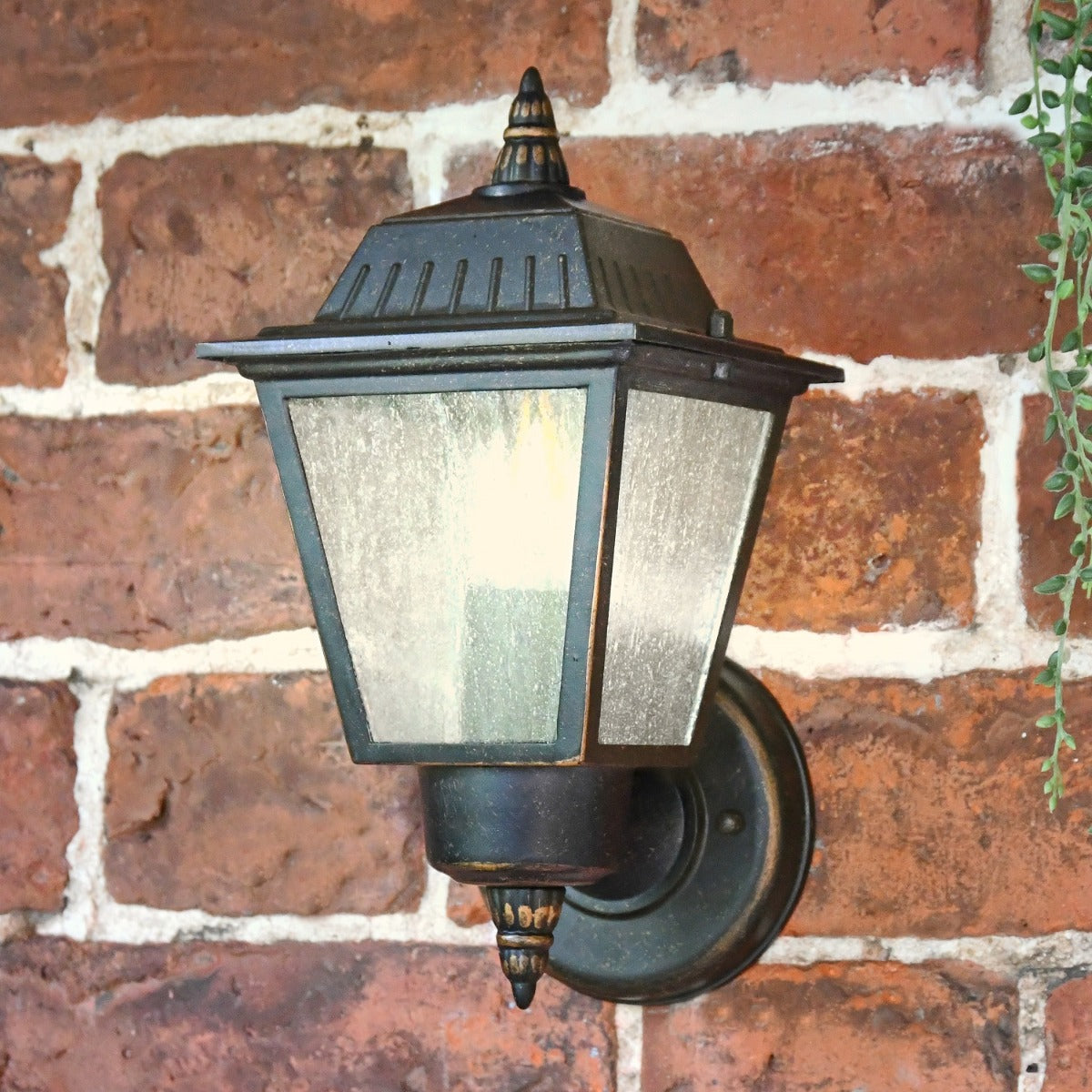 Flush Fitting Vintage Bronze Wall Light up close 