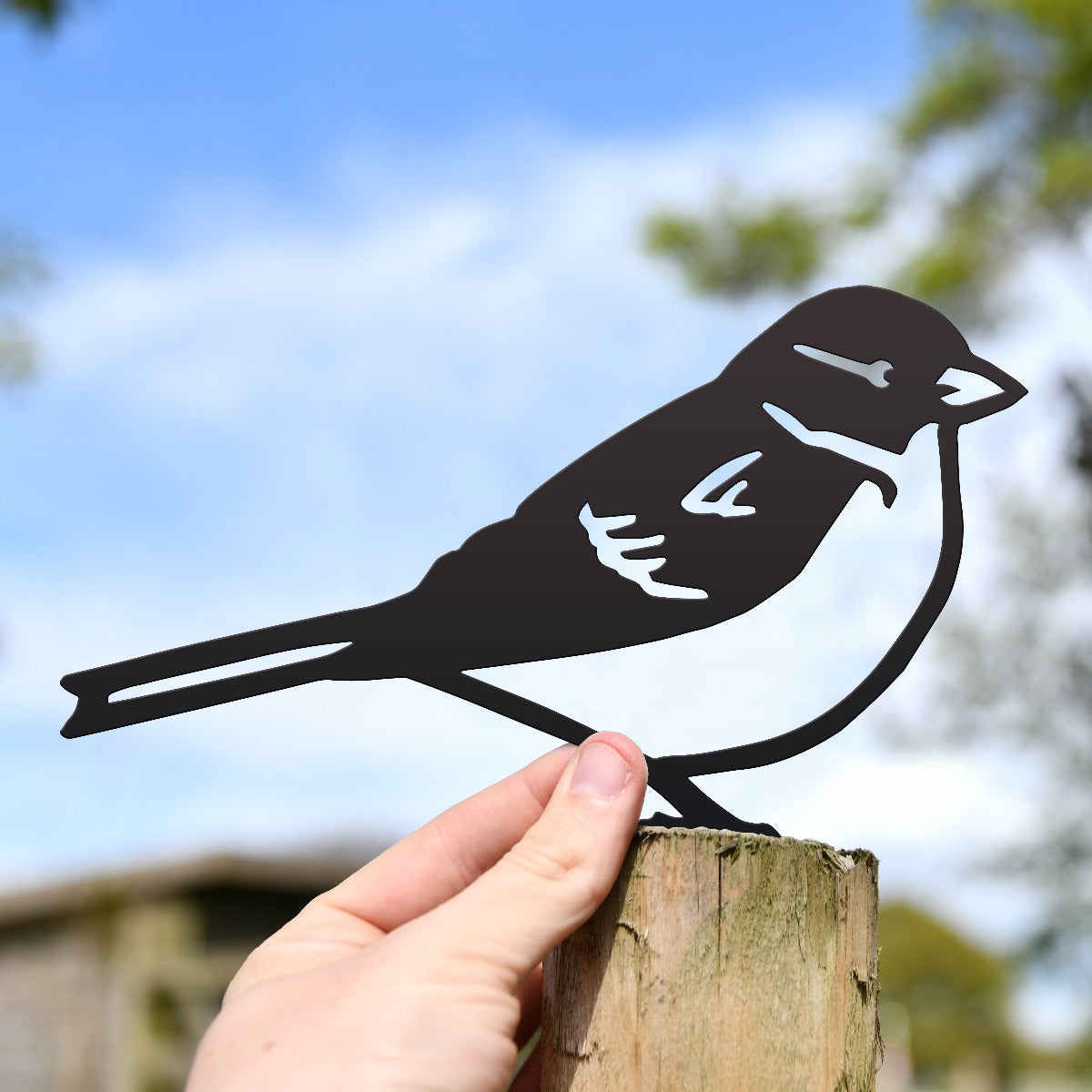House Sparrow Garden Sheet Steel Fence Topper In Black