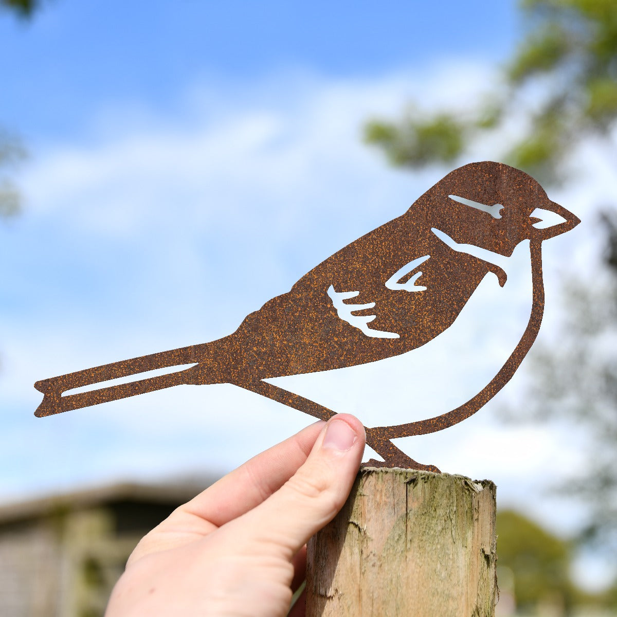 House Sparrow Garden Sheet Steel Fence Topper In Rustic