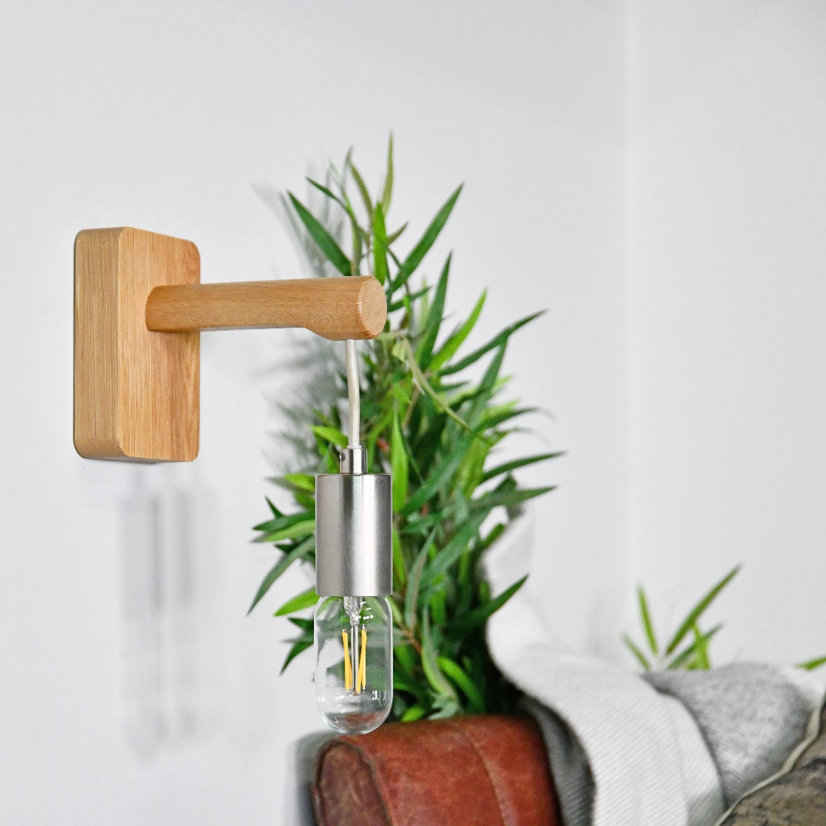 Wood and Steel Hanging Wall Light by Garden Trading