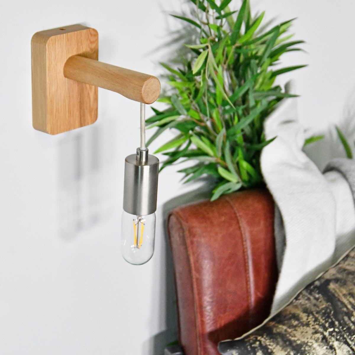Wood and Steel Hanging Wall Light by Garden Trading