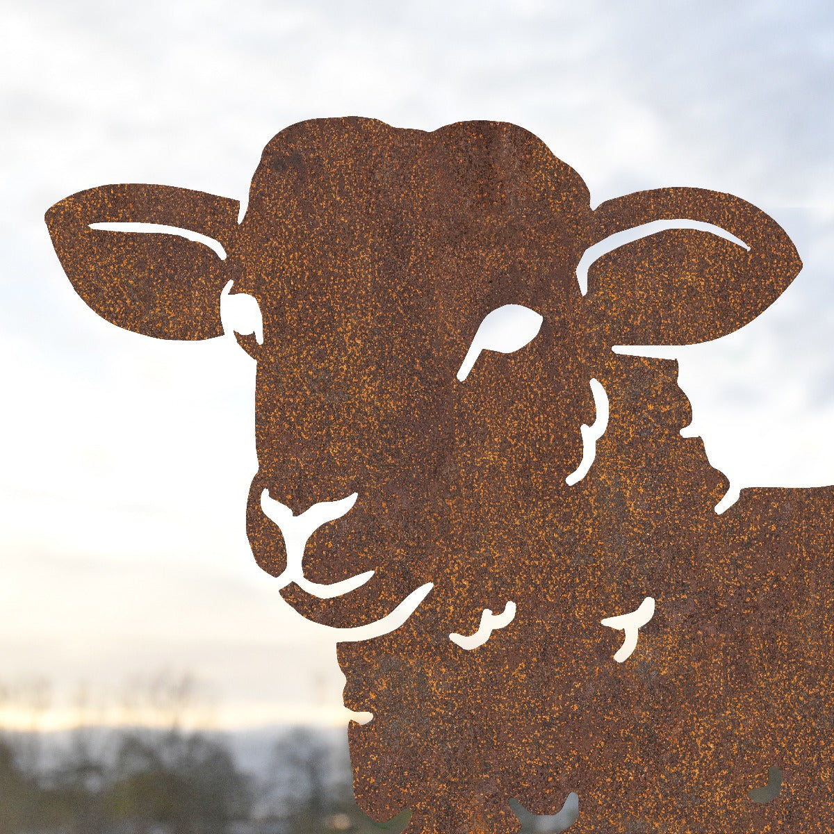 Rustic Curly Lamb Garden Sheet Steel Silhouette Close Up