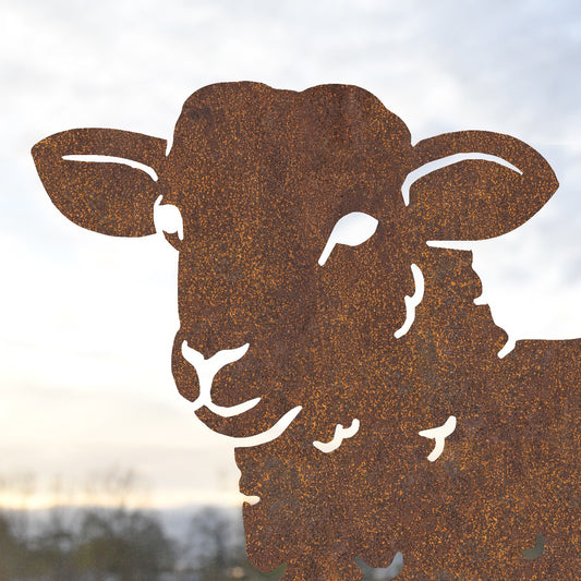 Rustic Curly Lamb Garden Sheet Steel Silhouette Close Up