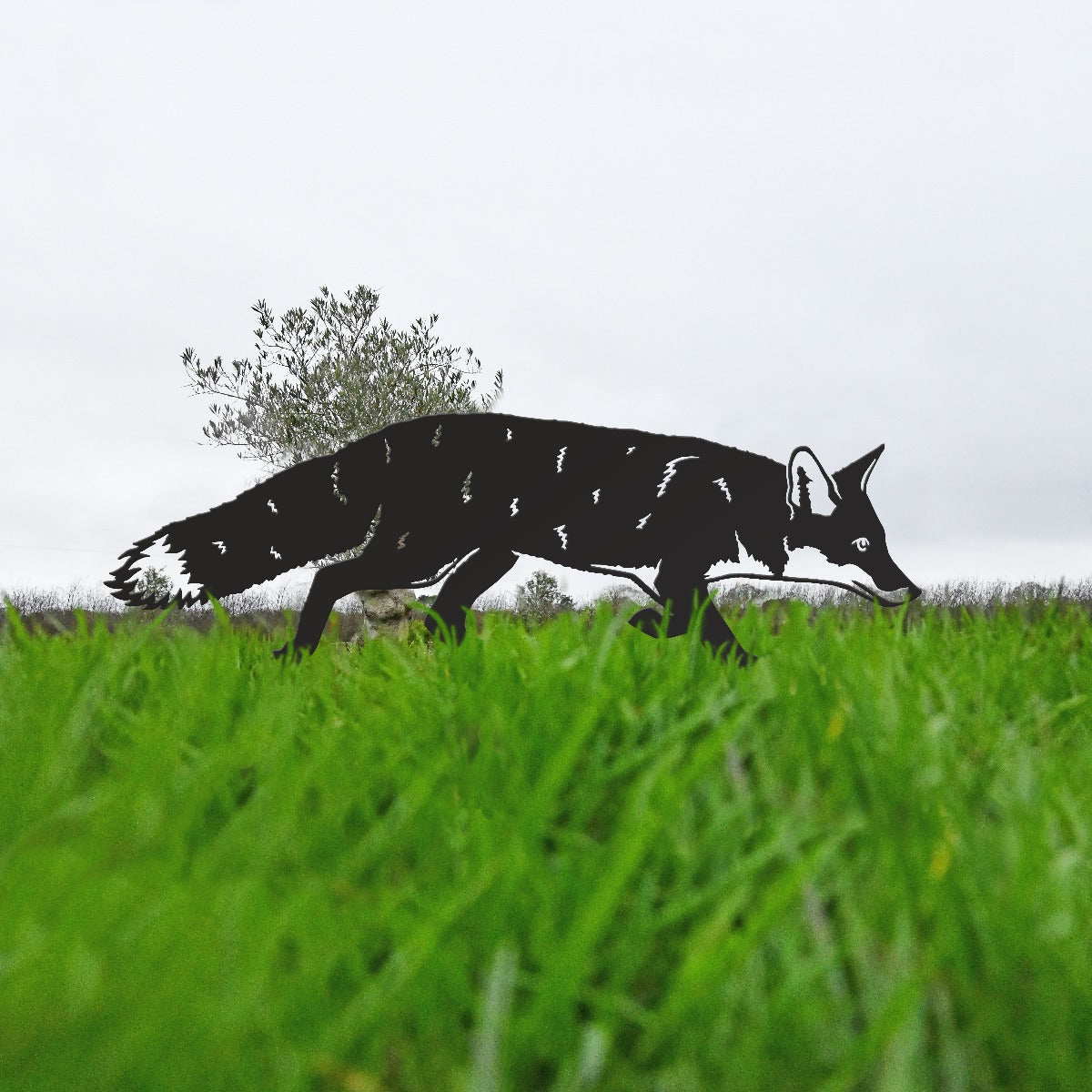 Fox Garden Sheet Steel Silhouette In Field
