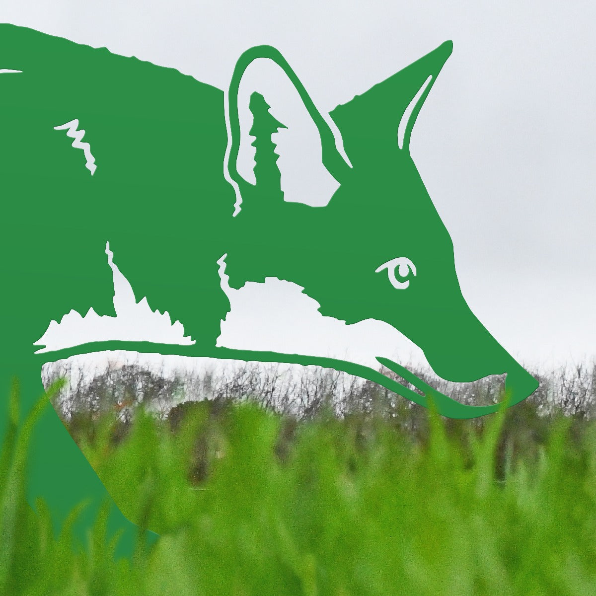 Fox Garden Sheet Steel Silhouette In Green Close Up