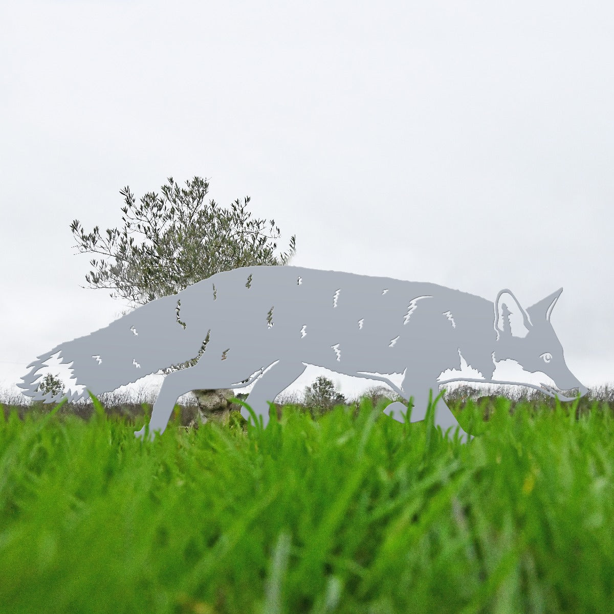 Fox Garden Sheet Steel Silhouette In Silver