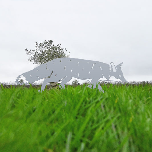 Silver Fox Sheet Steel Silhouette In Garden Setting