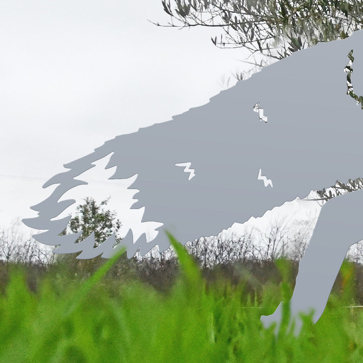 Fox Garden Sheet Steel Silhouette In Silver Close Up