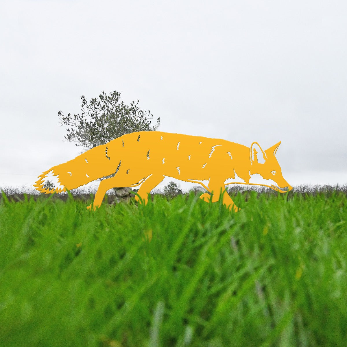 Fox Garden Sheet Steel Silhouette In Yellow