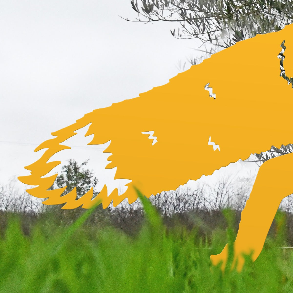 Fox Garden Sheet Steel Silhouette In Yellow
