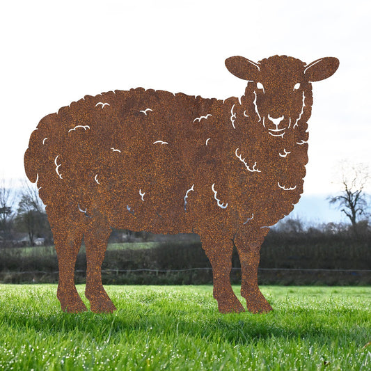Curly Sheep Garden Sheet Steel Silhouette In Rustic