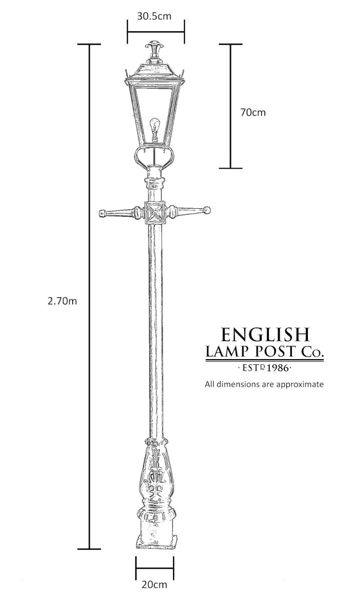 Dimensions for the used Gothic lamp post