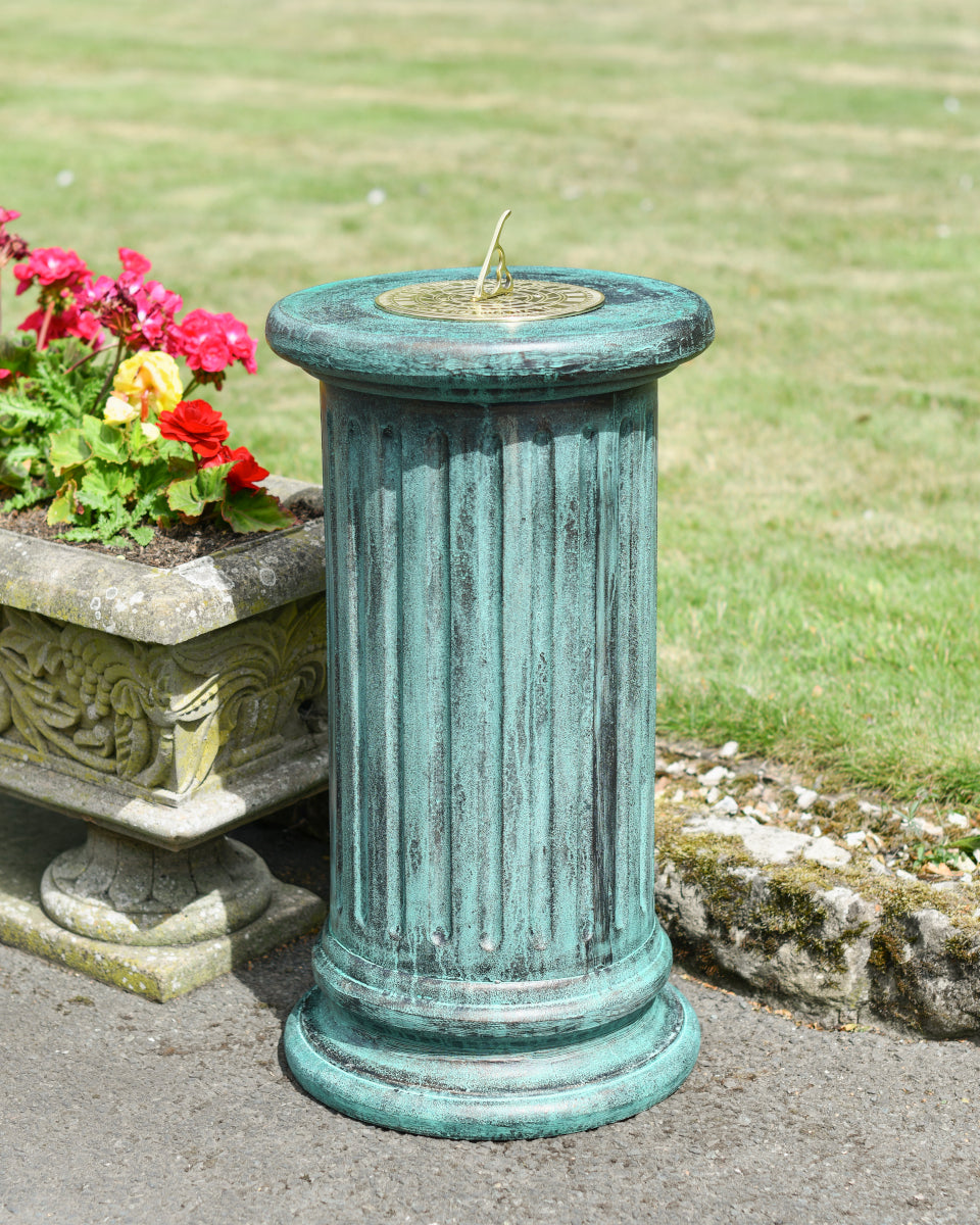 The verdigris pillar in situ