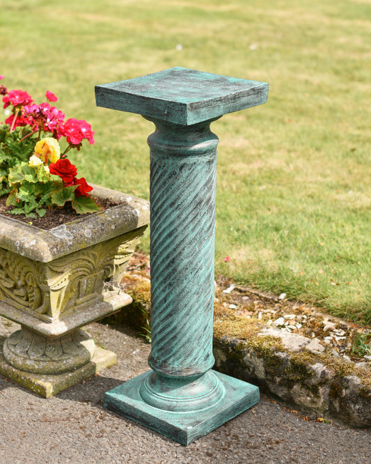 Verdigris Cast Aluminium 'Torsion' Pillar