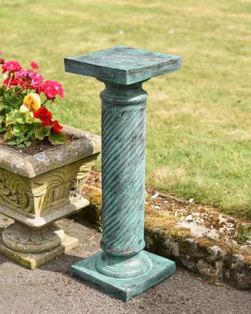 Verdigris Cast Aluminium 'Torsion' Pillar - thumbnail