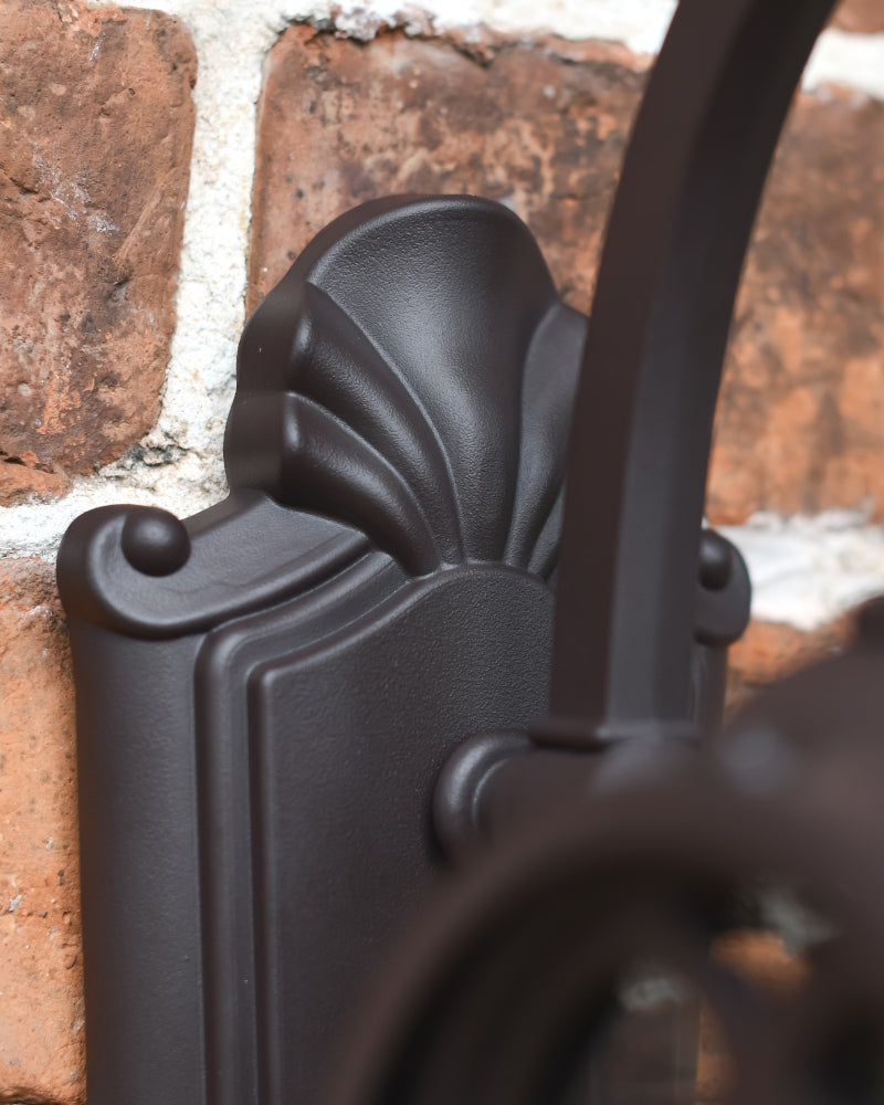 Close up of the embossed bronze backplate 