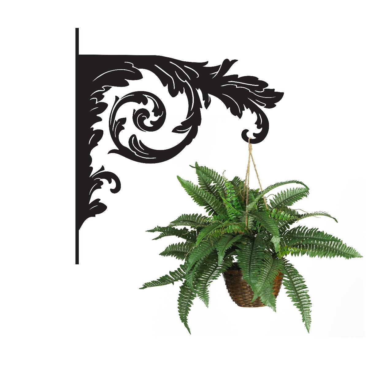 "Baroque Ornate" Garden Hanging Basket Bracket In Planter