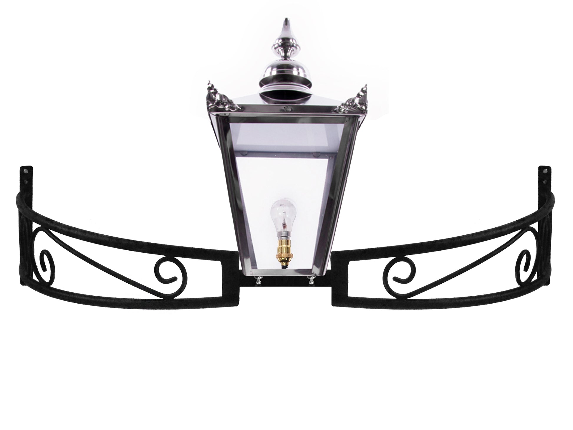 Stainless Steel Victorian Lantern on Bow Bracket