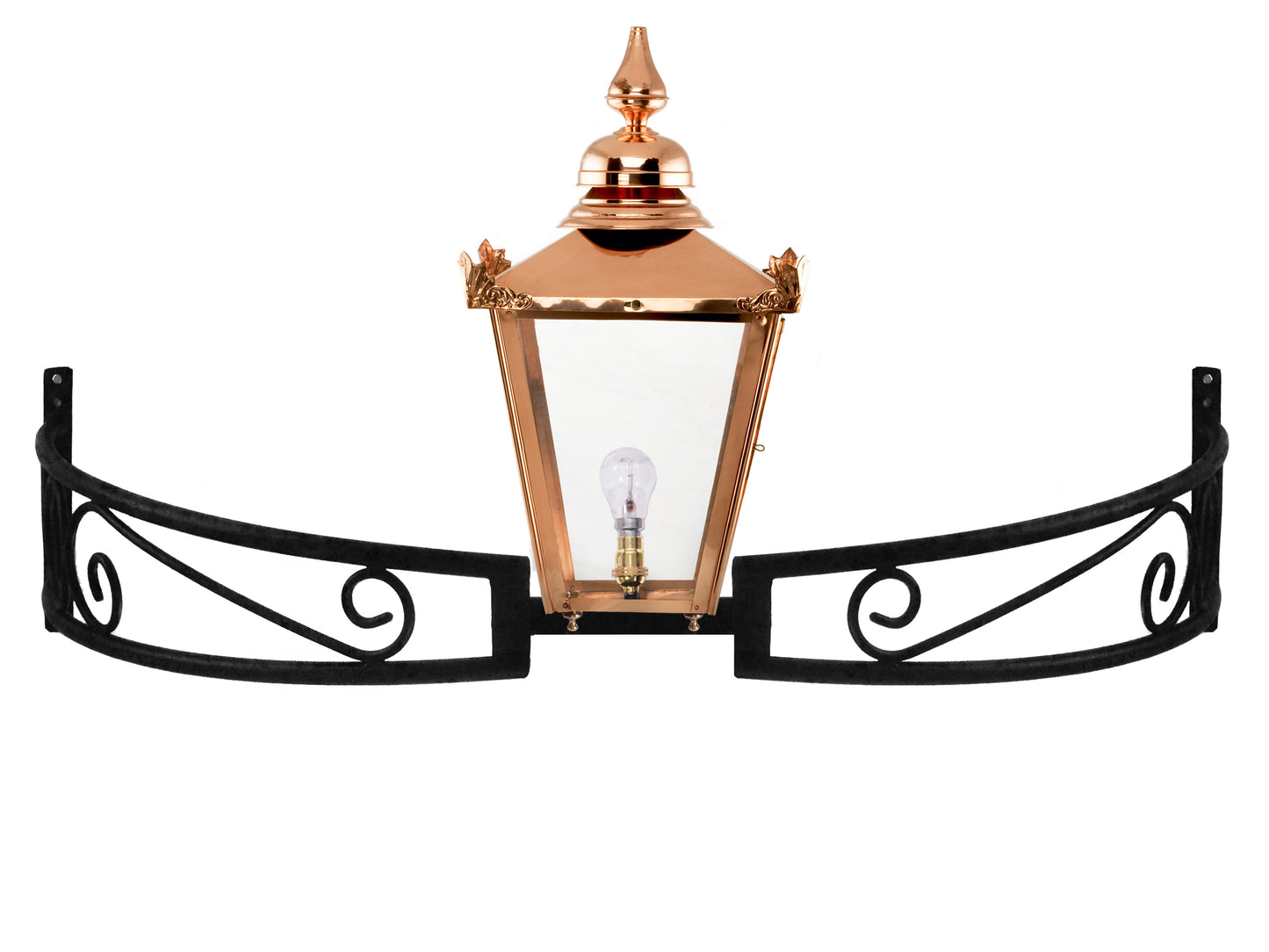Copper Victorian Lantern on Bow Bracket