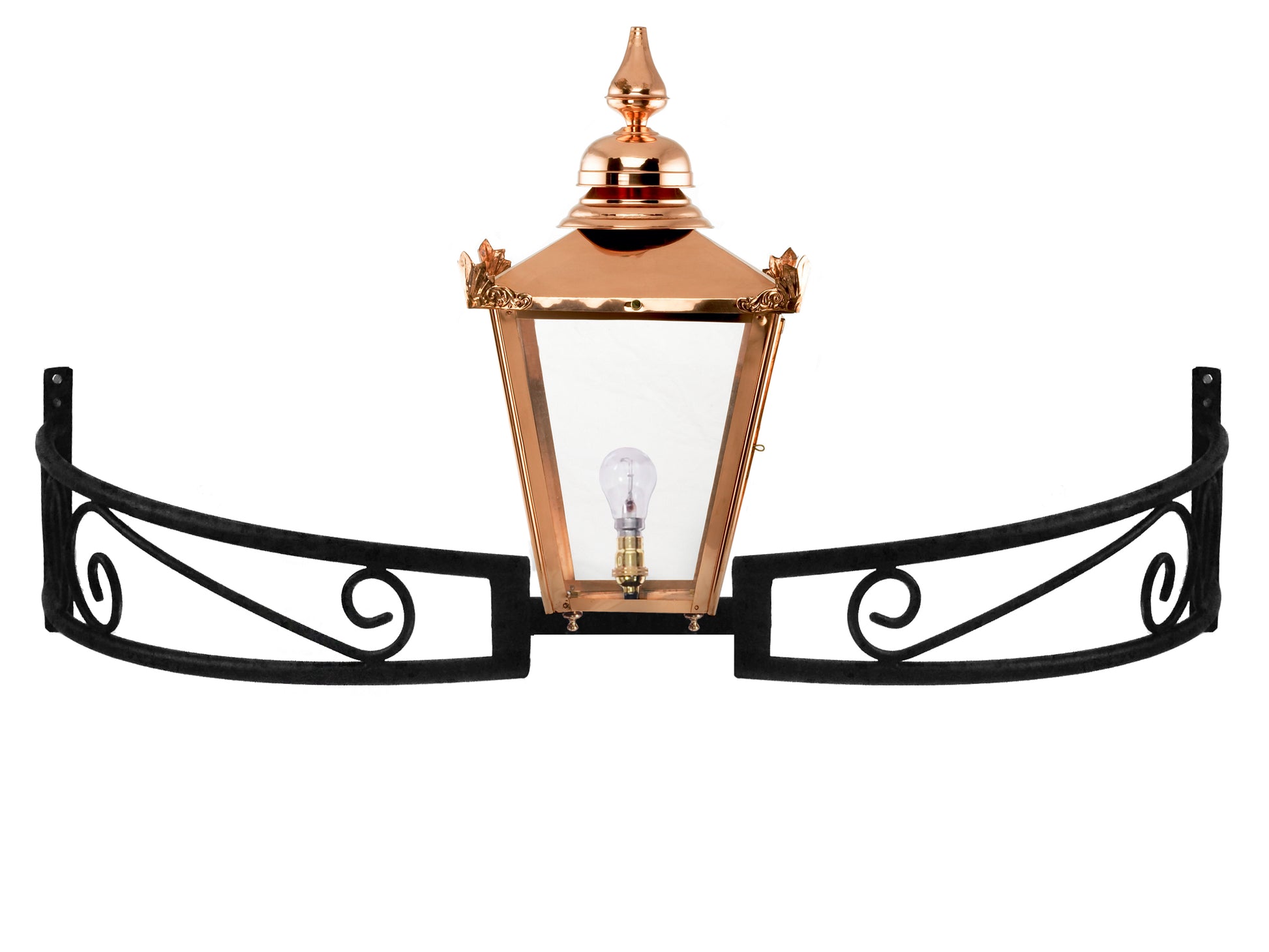 Copper Victorian Lantern on Bow Bracket