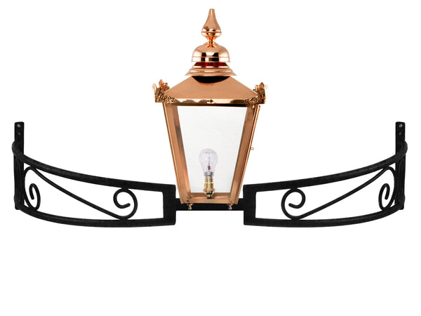 Copper Victorian Lantern on Bow Bracket