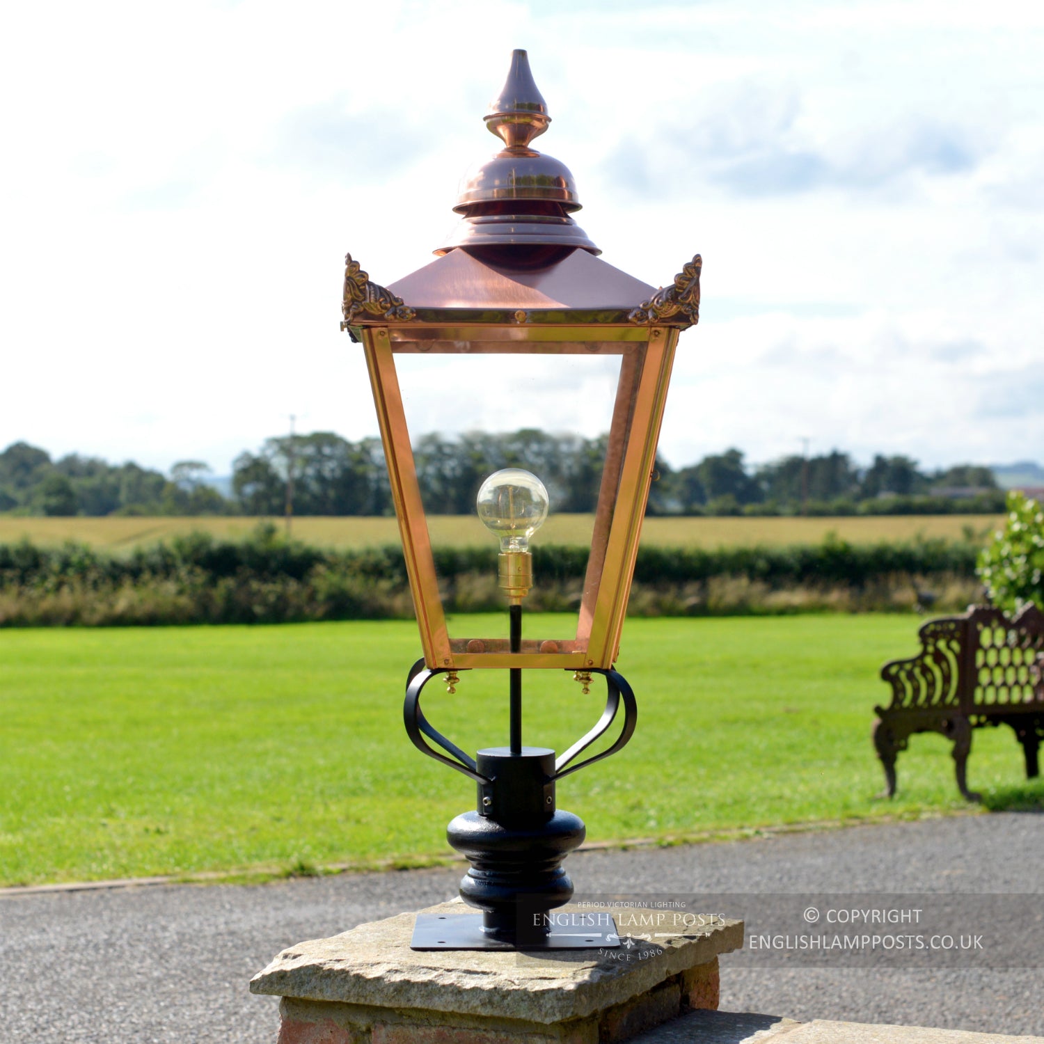 Victorian Copper Lantern & Pillar Post