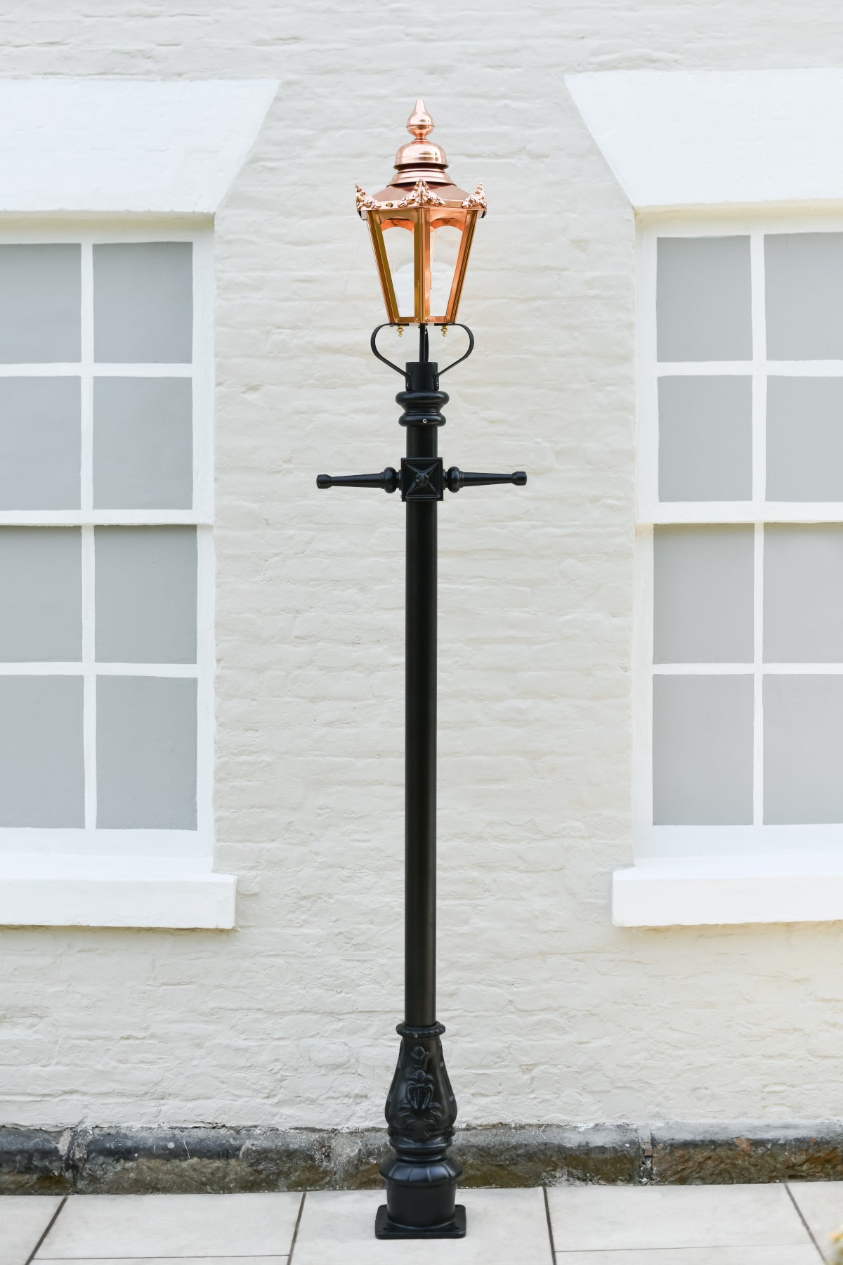 Medium Copper Victorian Hexagon Lamp Post in situ