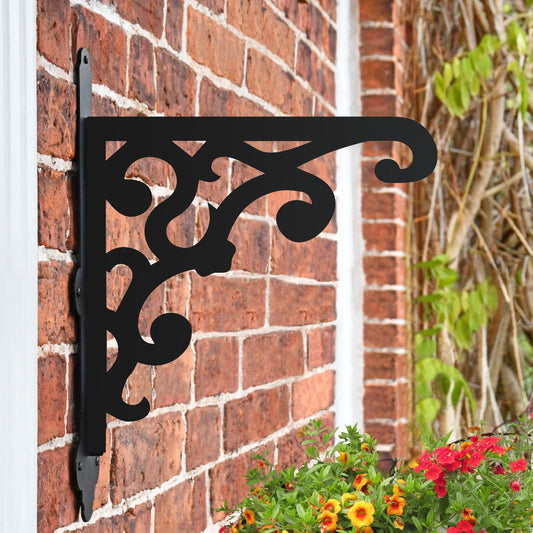 "Victorian Gingerbread" Style Garden Hanging Basket Bracket On Brick Wall