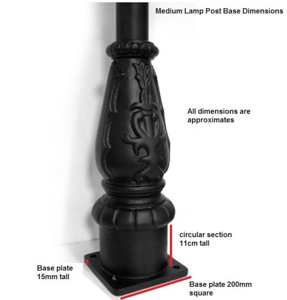 The dimensions of the lamp post base