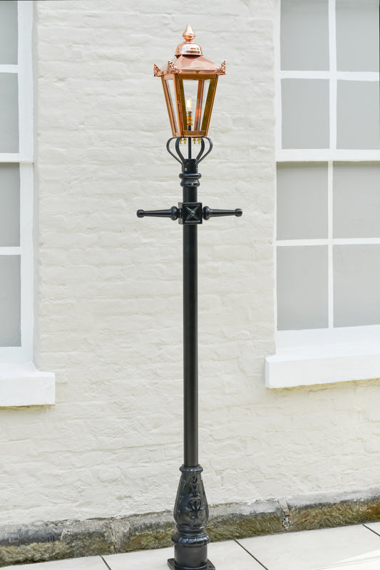 Victorian Copper Lantern and Lamp Post Set 