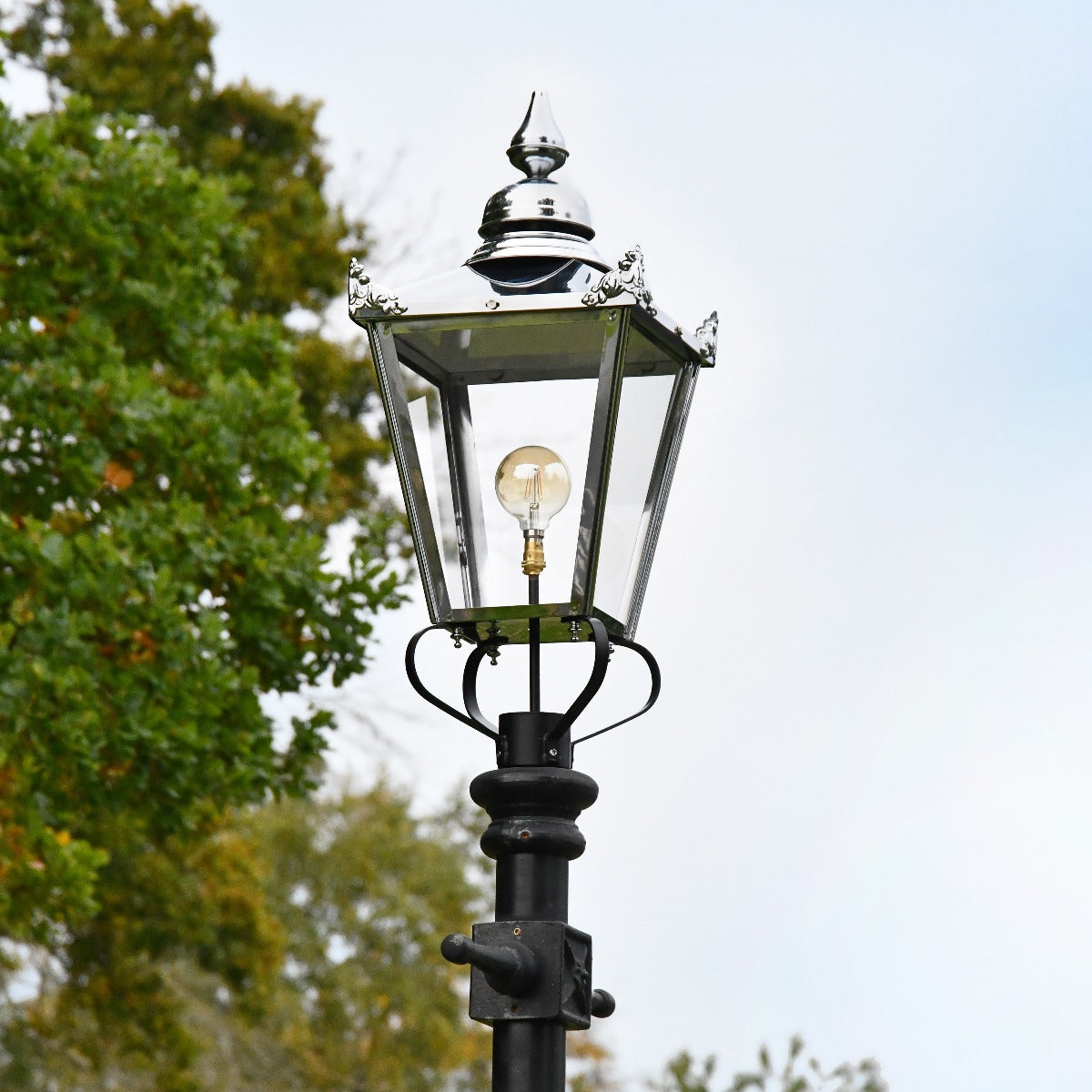 Large Victorian Lantern Top In Polished Nickel