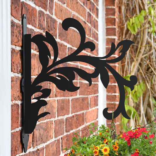"Victorian Leaf" Garden Hanging Basket Bracket On Brick Wall