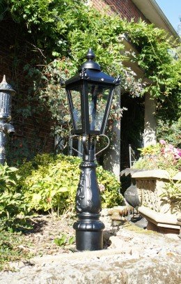 Black Victorian Driveway Pillar Lamp Post and Lantern