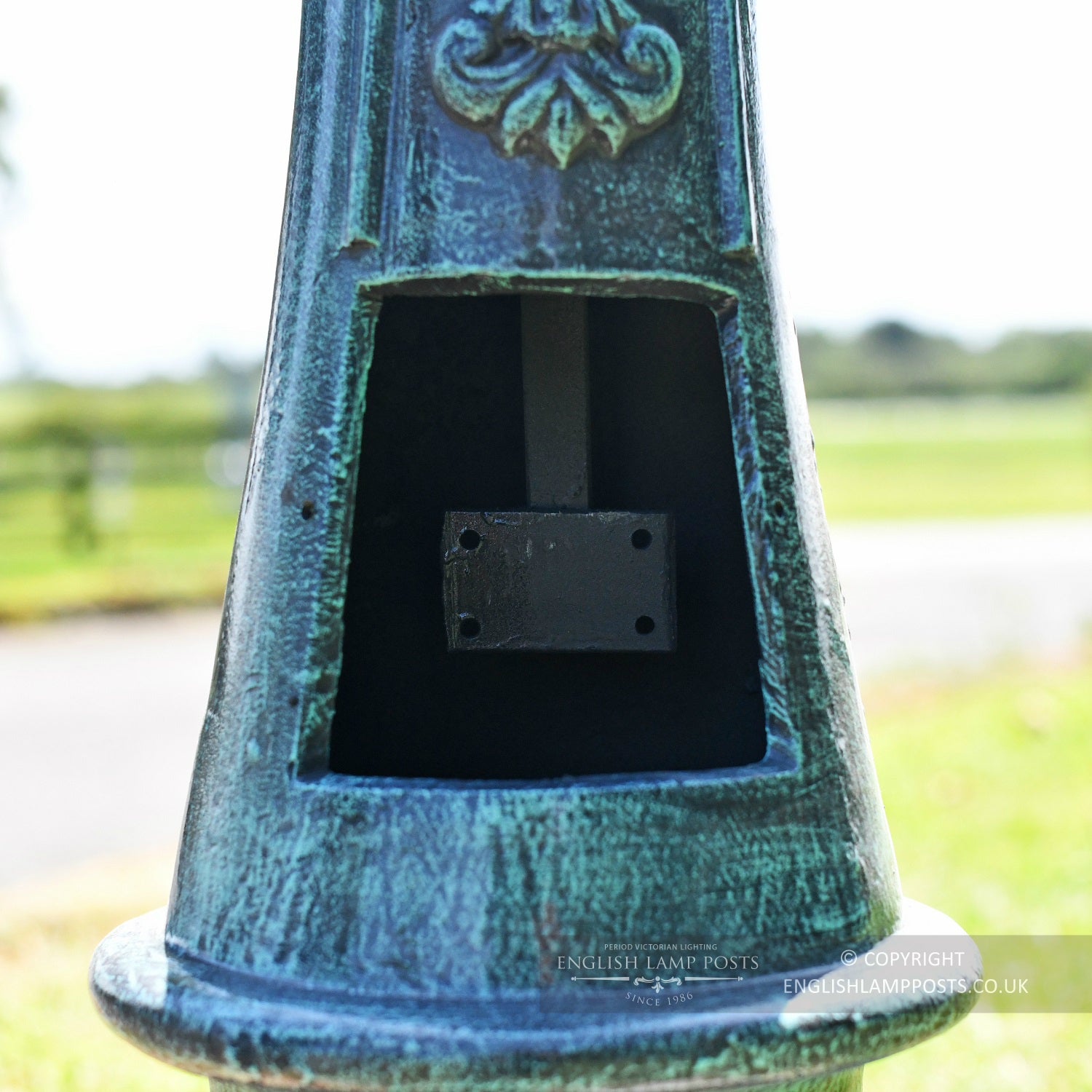Vintage Blue Cast Iron Lamp Post Inspection Chamber