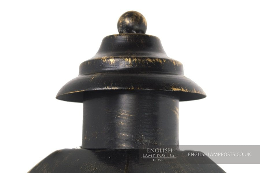 Flush Fitting Black and Antique Gold Wall Lantern