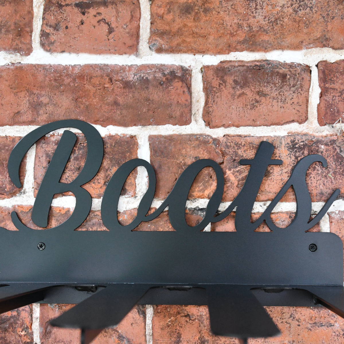 Head on view of the 'Boots' lettering