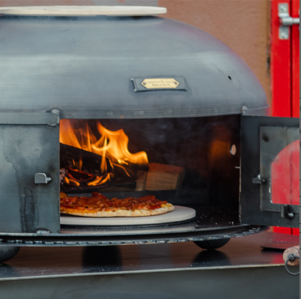 Close up of inside the pizza oven