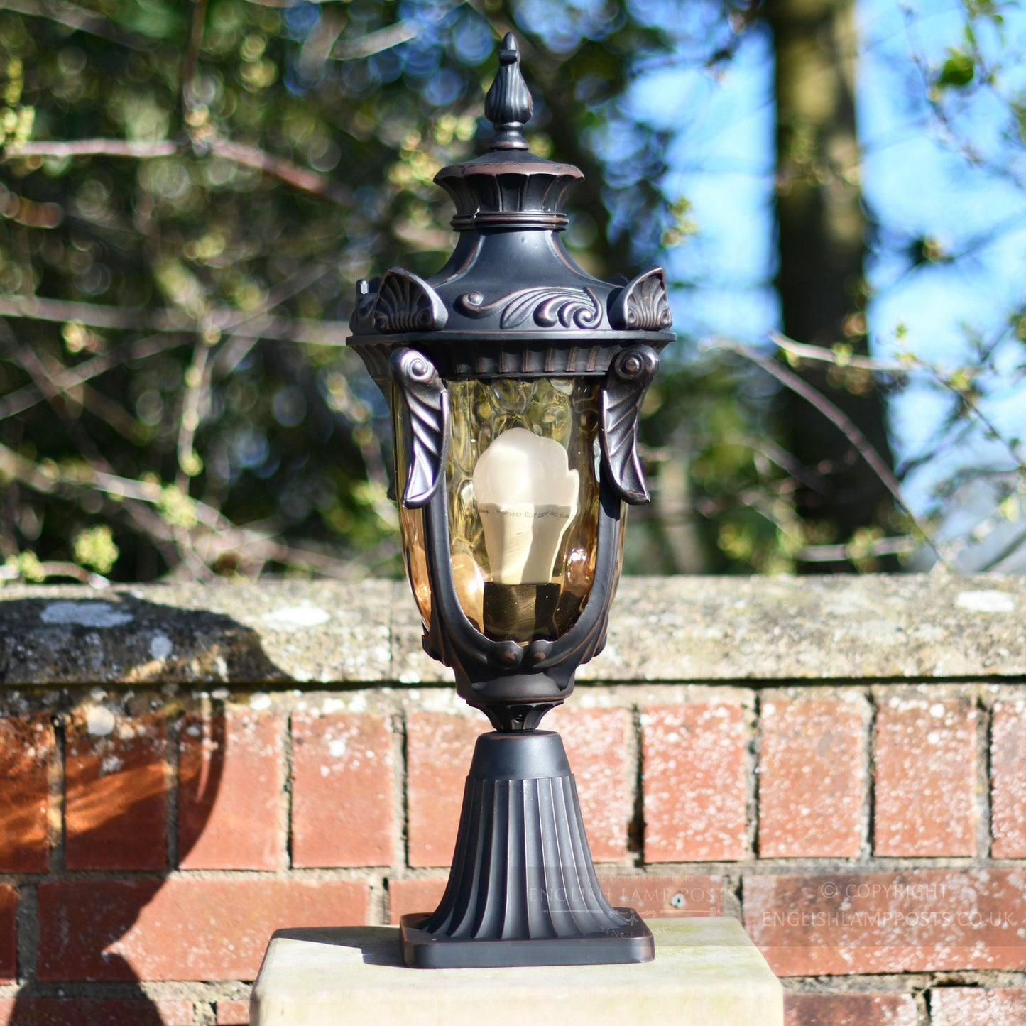 Weathered Bronze Antique Victorian Style driveway Pillar Light 54cm