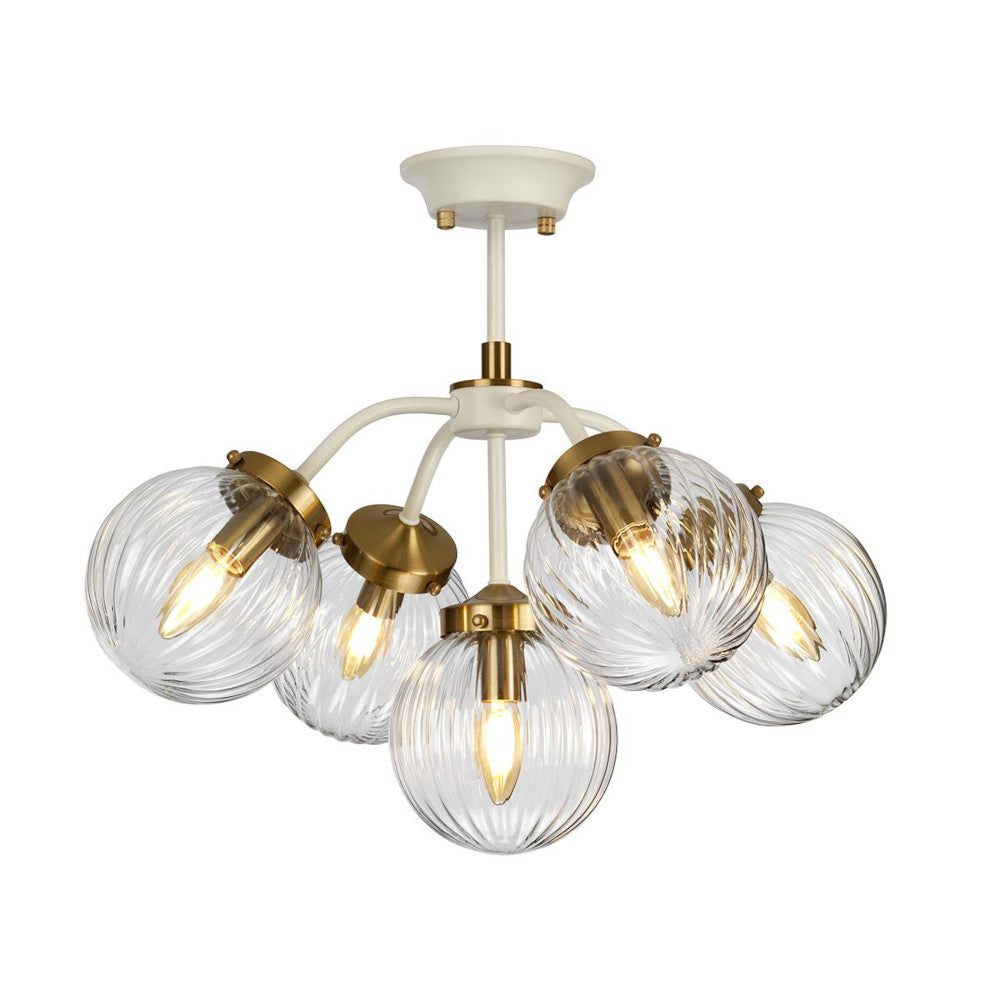 The five light pendant in a compact height