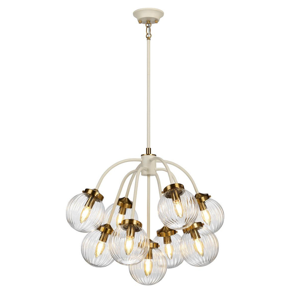'Weobley' Cream And Antique Brass Nine Pendant Light