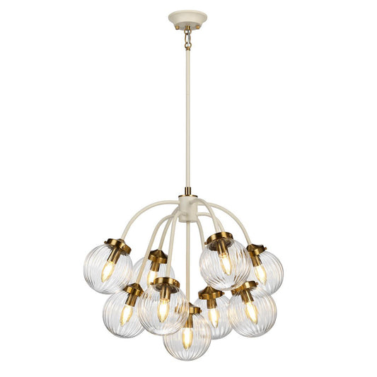 'Weobley' Cream And Antique Brass Nine Pendant Light