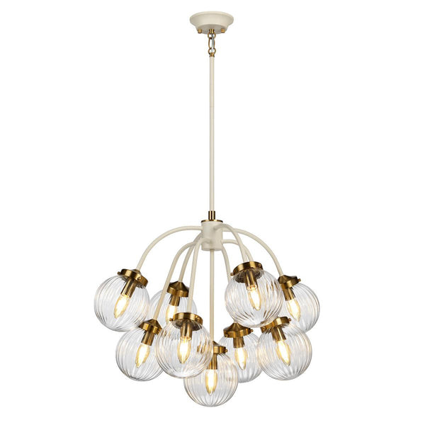 'Weobley' Cream And Antique Brass Nine Pendant Light
