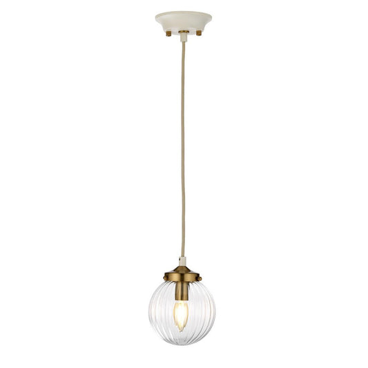 'Weobley' Cream And Antique Brass Pendant Light