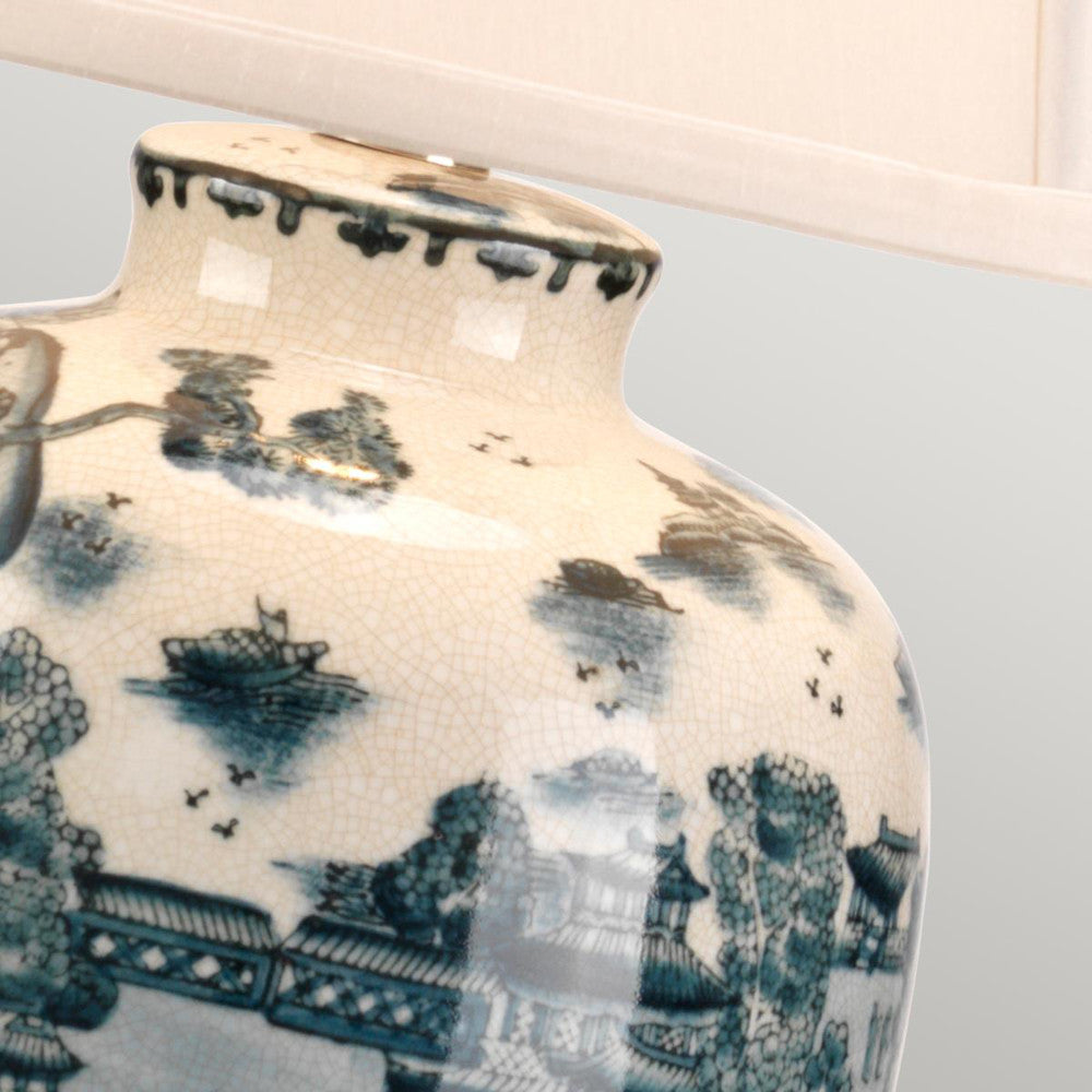 Magnified view of the Chinese lamp base