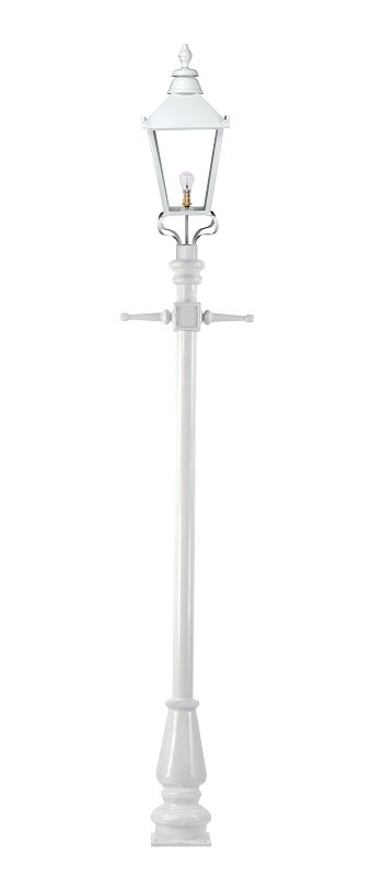 White Contemporary Victorian Lamp Post 2.3m on a white background