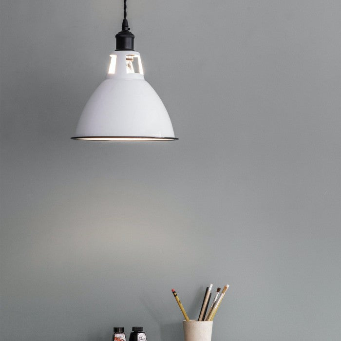 White Enamel Hanging Pendant Light by Garden Trading