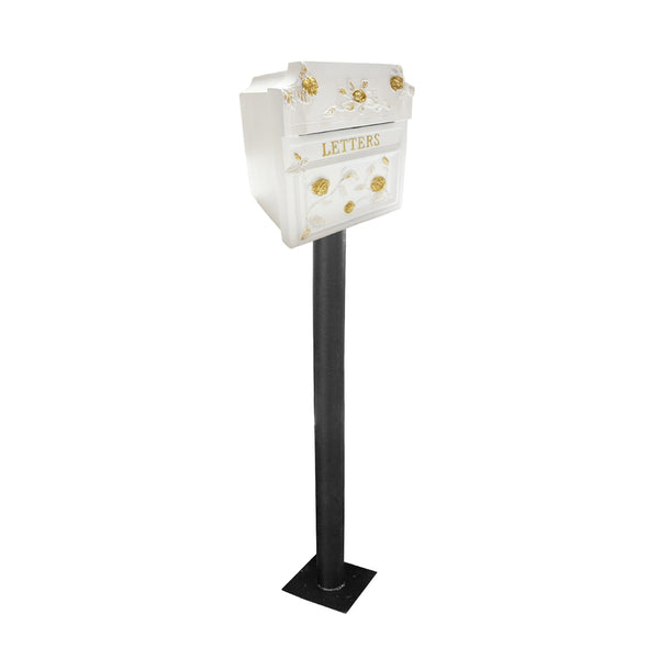 White Finschester Letter Box & Pedestal
