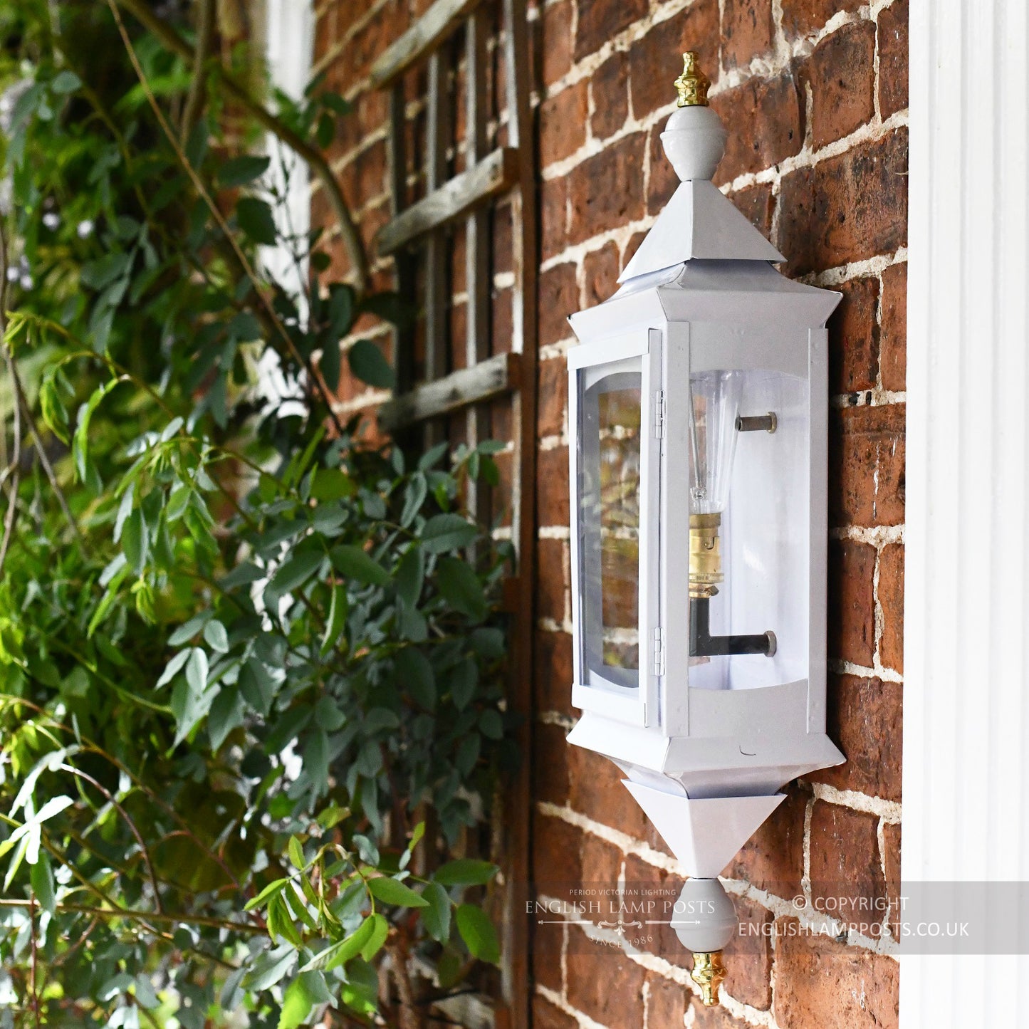 White Flush Traditional Porch Wall Lantern Side On View