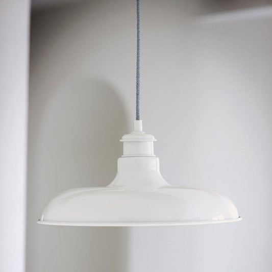 White Hanging Interior Barn Pendant Light by Garden Trading
